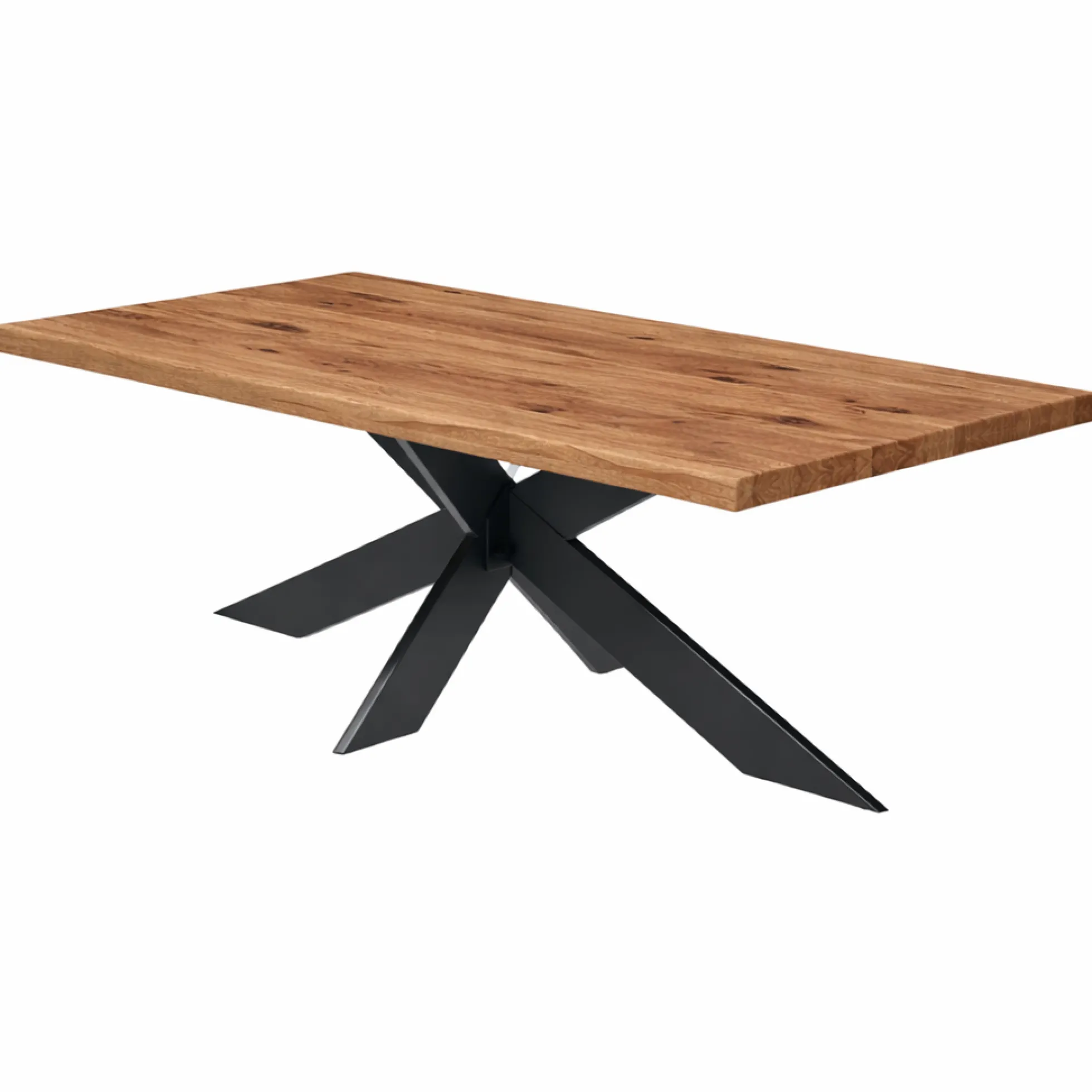 Table extensible bois brun bords droits pied noir fin 220 cm PALERME