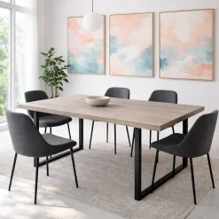Table extensible bois de chêne grisé pieds en U 240 cm PALERME