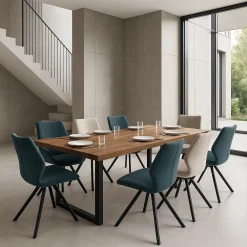 Table extensible bois de chêne brun pieds en U 240 cm PALERME