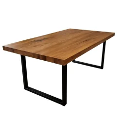 Table extensible bois de chêne brun pieds en U 220 cm PALERME