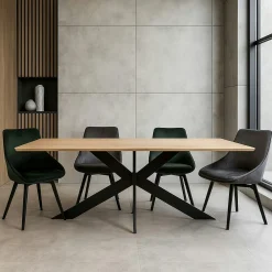 Table extensible bois de chêne blanc bords arrondis 220 cm HAVEN
