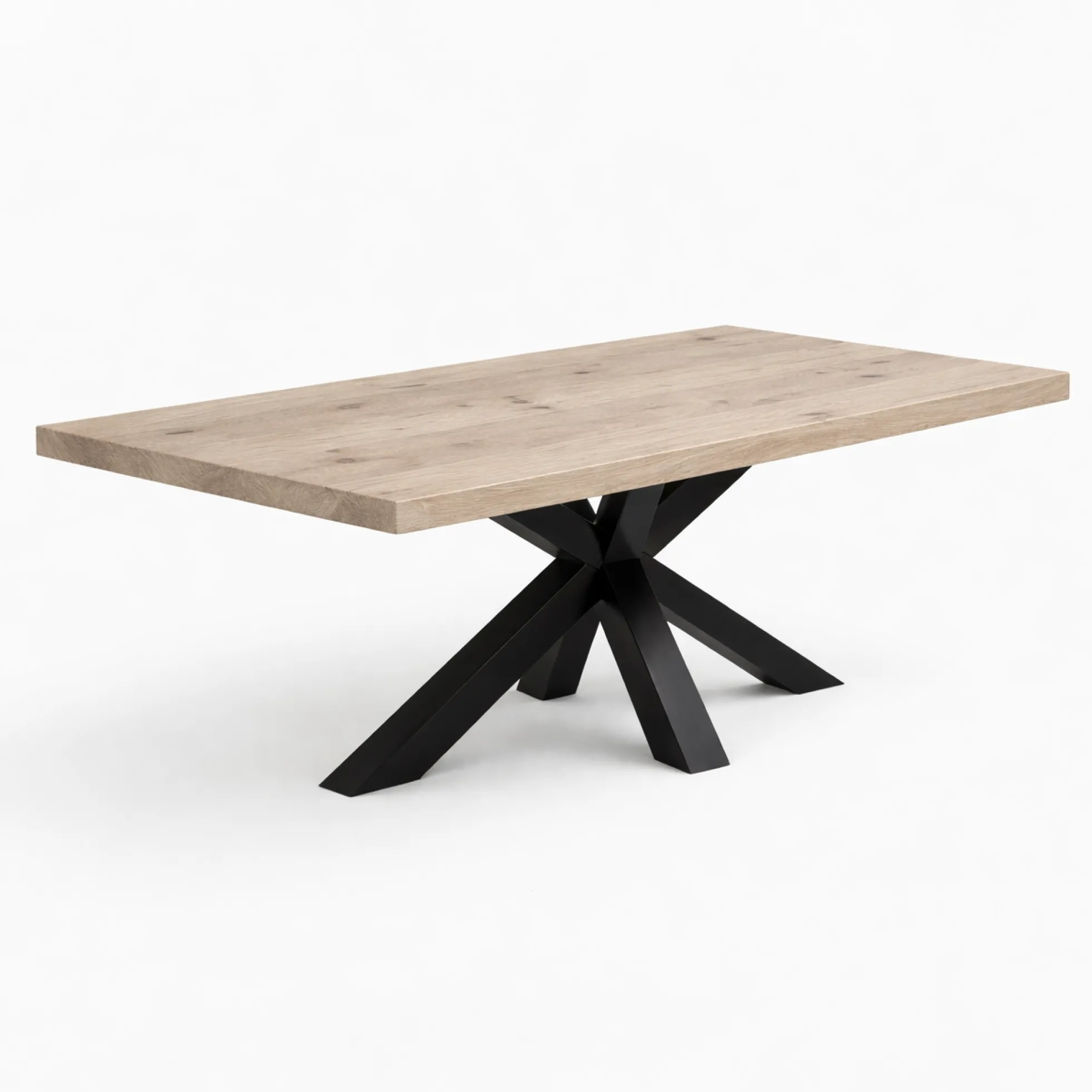 Table extensible bois grisé bords droits pied noir 180 cm PALERME
