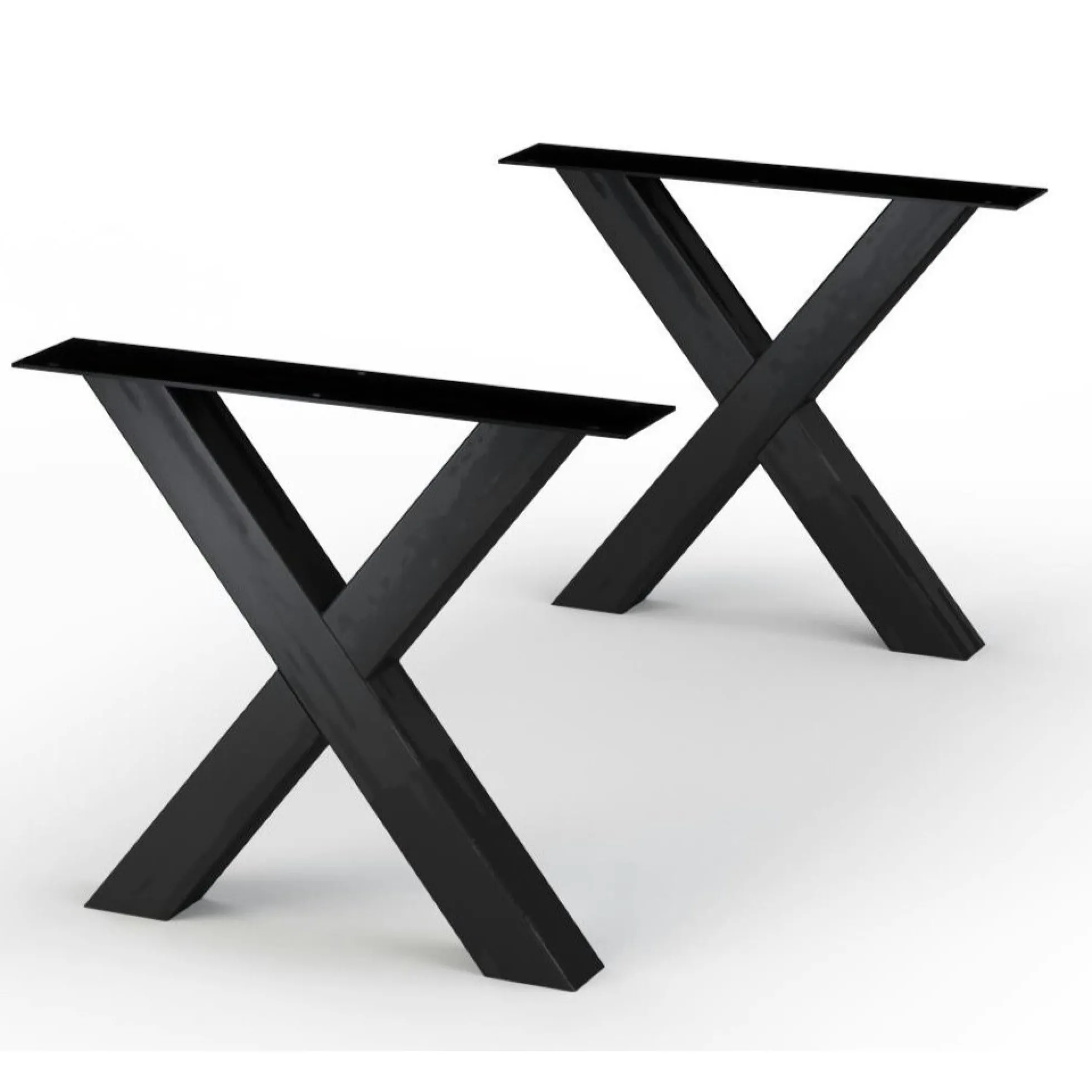 Table extensible bois grisé bords droits pieds en X 180 cm PALERME