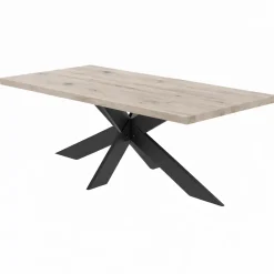 Table extensible bois grisé bords droits pied noir fin 200 cm PALERME