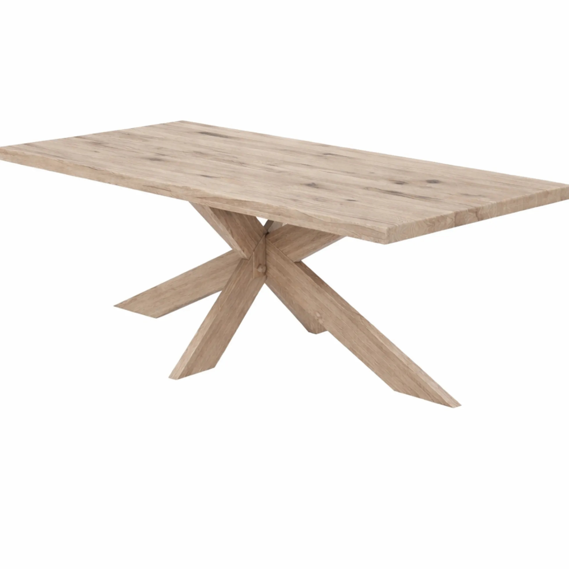 Table extensible bois grisé bords droits pied bois 220 cm PALERME