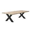 Table extensible bois grisé bords droits pieds en X 240 cm PALERME