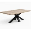 Table extensible bois grisé bords droits pied noir 220 cm PALERME