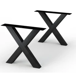 Table extensible bois grisé bords droits pieds en X 220 cm PALERME