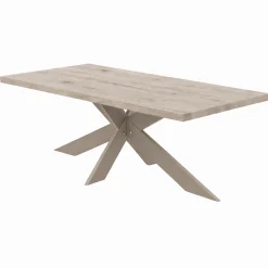 Table extensible bois grisé bords droits pied grège fin 200 cm PALERME