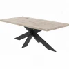 Table extensible bois grisé bords droits pied noir fin 220 cm PALERME