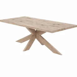 Table extensible bois grisé bords droits pied bois 240 cm PALERME