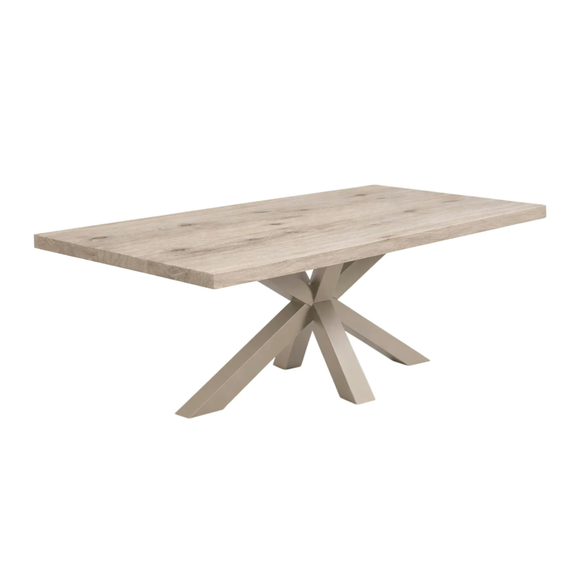 Table extensible bois grisé bords droits pied grège 200 cm PALERME