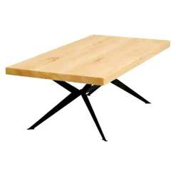 Table extensible bois huilé bords droits pied graphique 240 cm PALERME