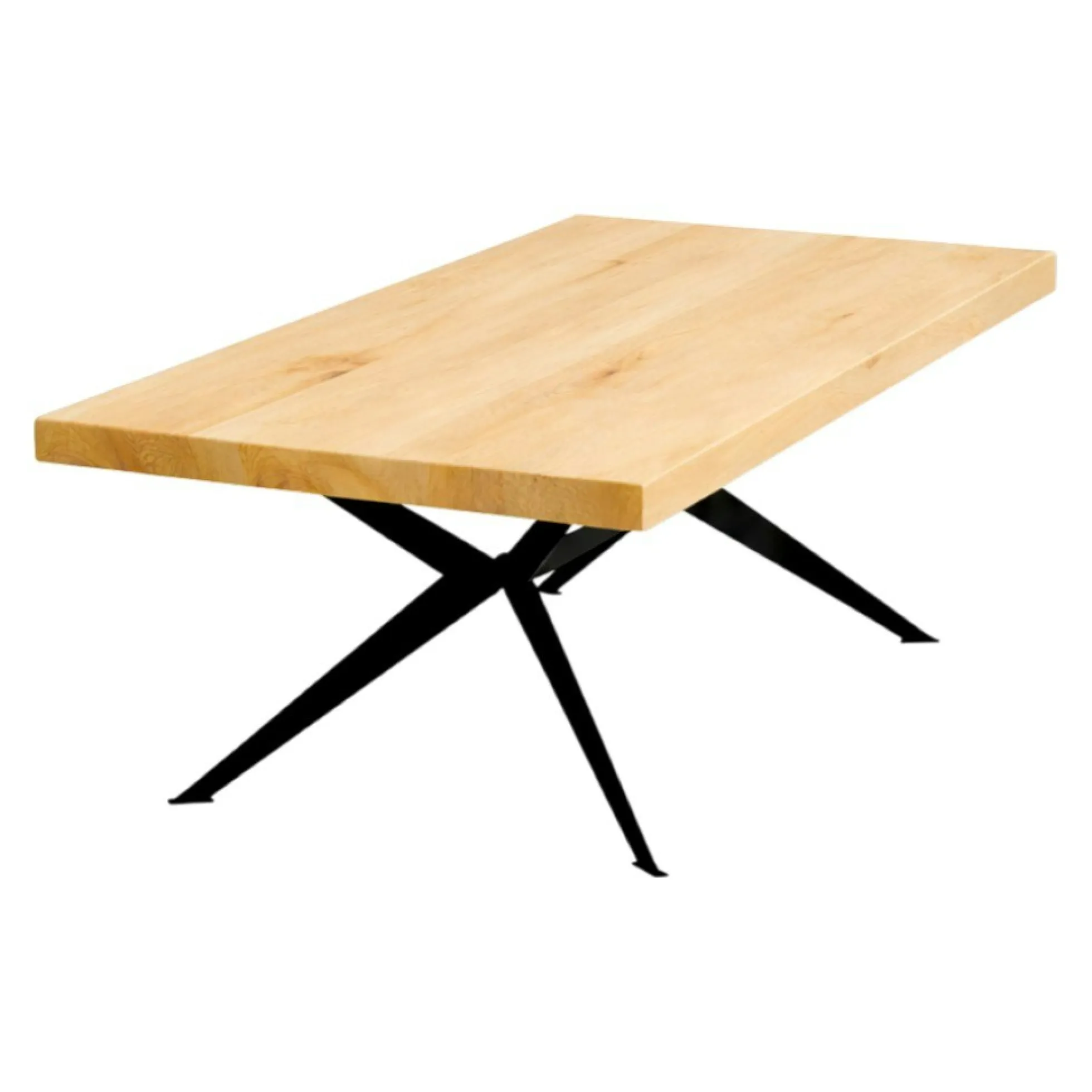 Table extensible bois huilé bords droits pied graphique 240 cm PALERME