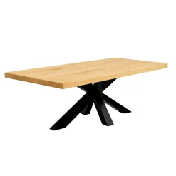 Table extensible bois huilé bords droits pied noir 180 cm PALERME