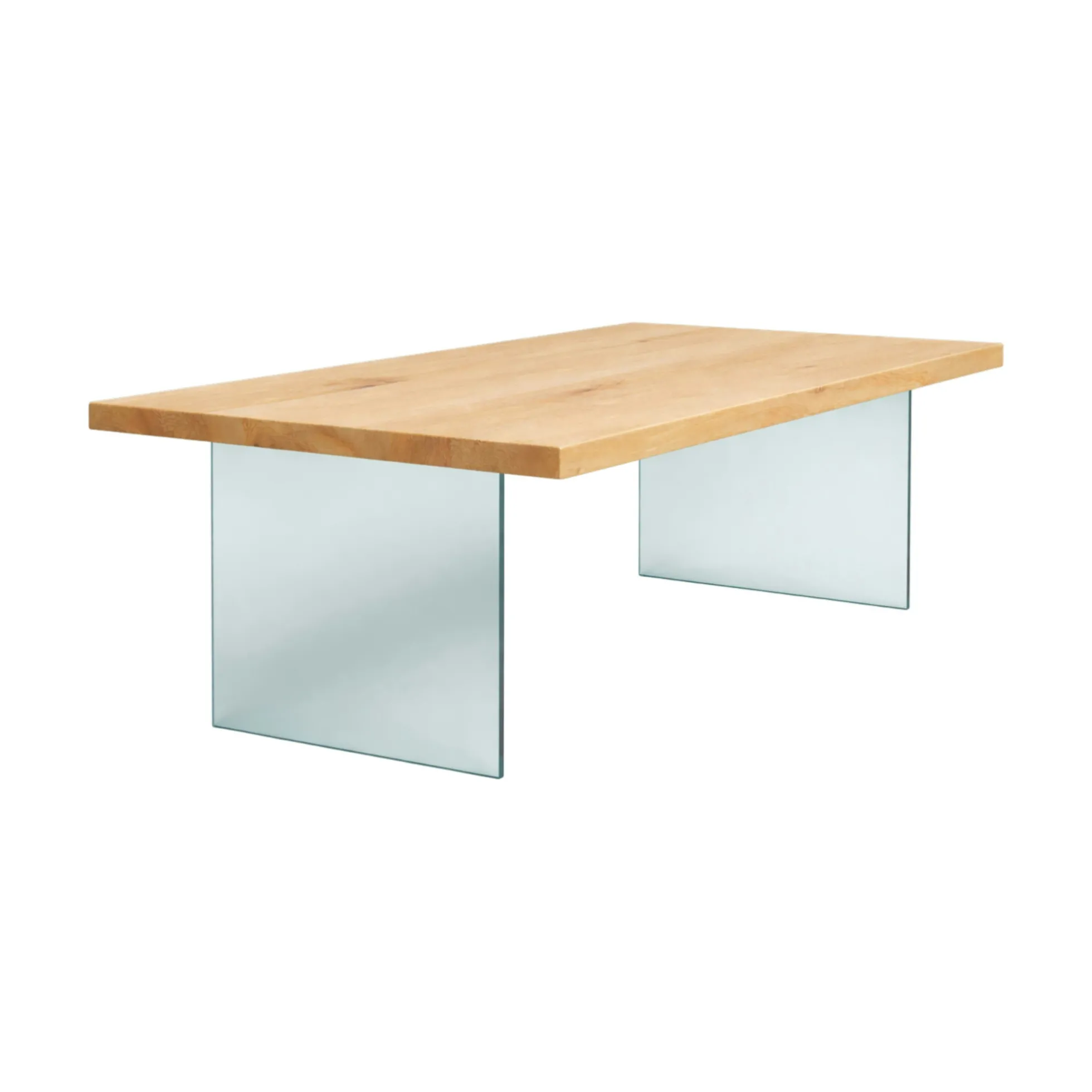 Table extensible bois huilé bords droits pieds verre 180 cm PALERME