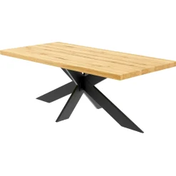 Table extensible bois huilé bords droits pied noir fin 200 cm PALERME