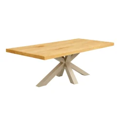 Table extensible bois huilé bords droits pied grège 220 cm PALERME
