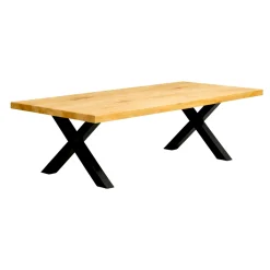 Table extensible bois huilé bords droits pieds en X 220 cm PALERME