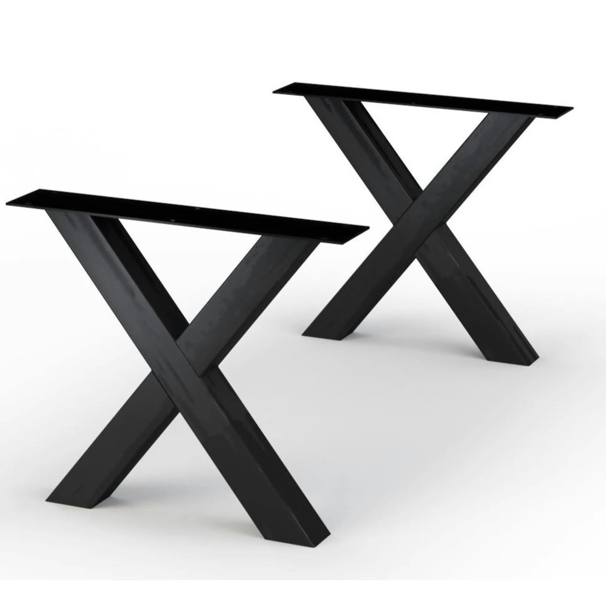 Table extensible bois huilé bords droits pieds en X 220 cm PALERME