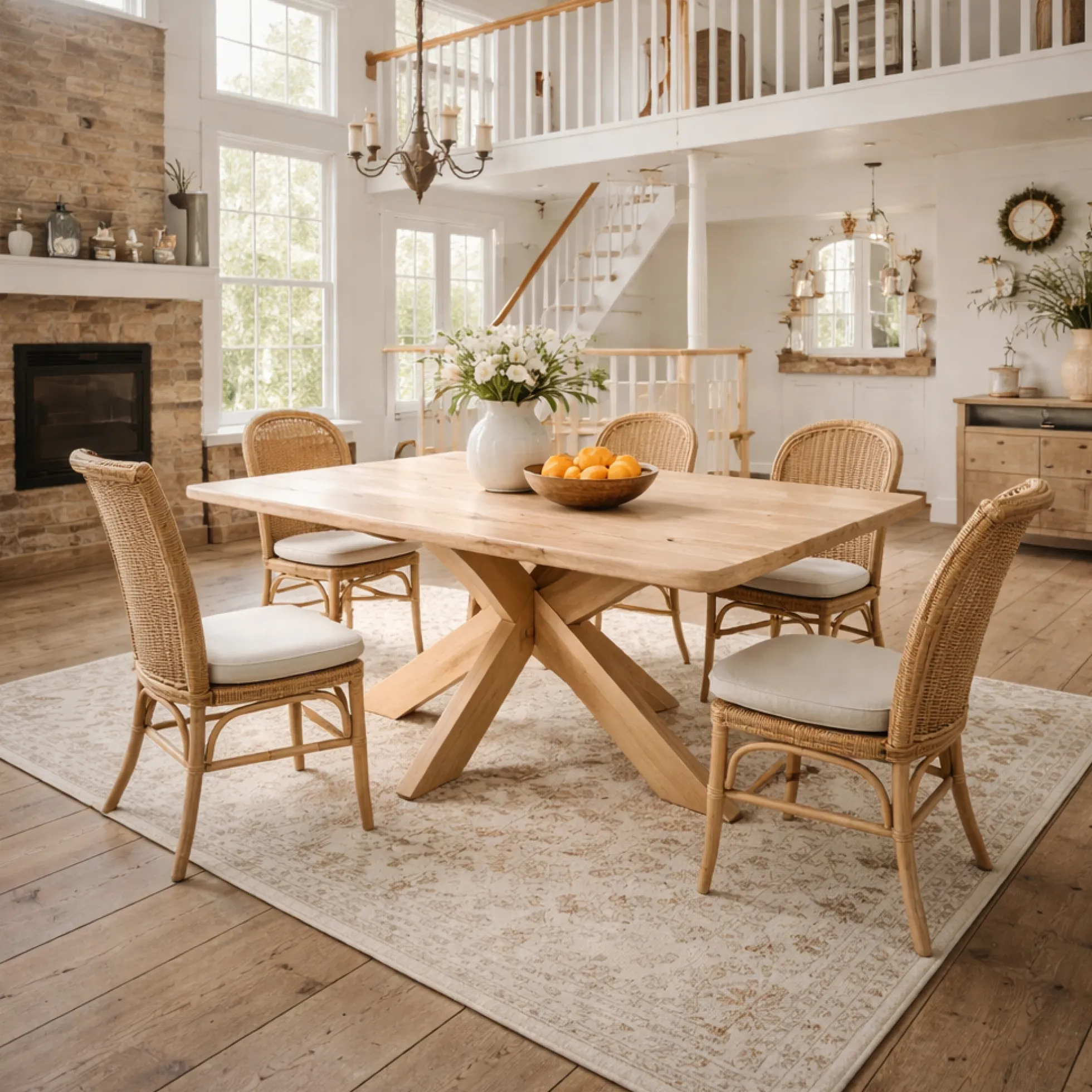 Table extensible chêne blanc bords biseautés pied bois 240 cm PALERME