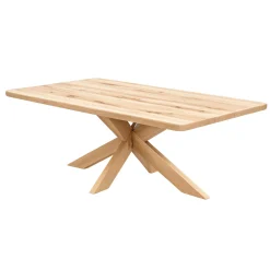 Table extensible chêne blanc bords biseautés pied bois 240 cm PALERME
