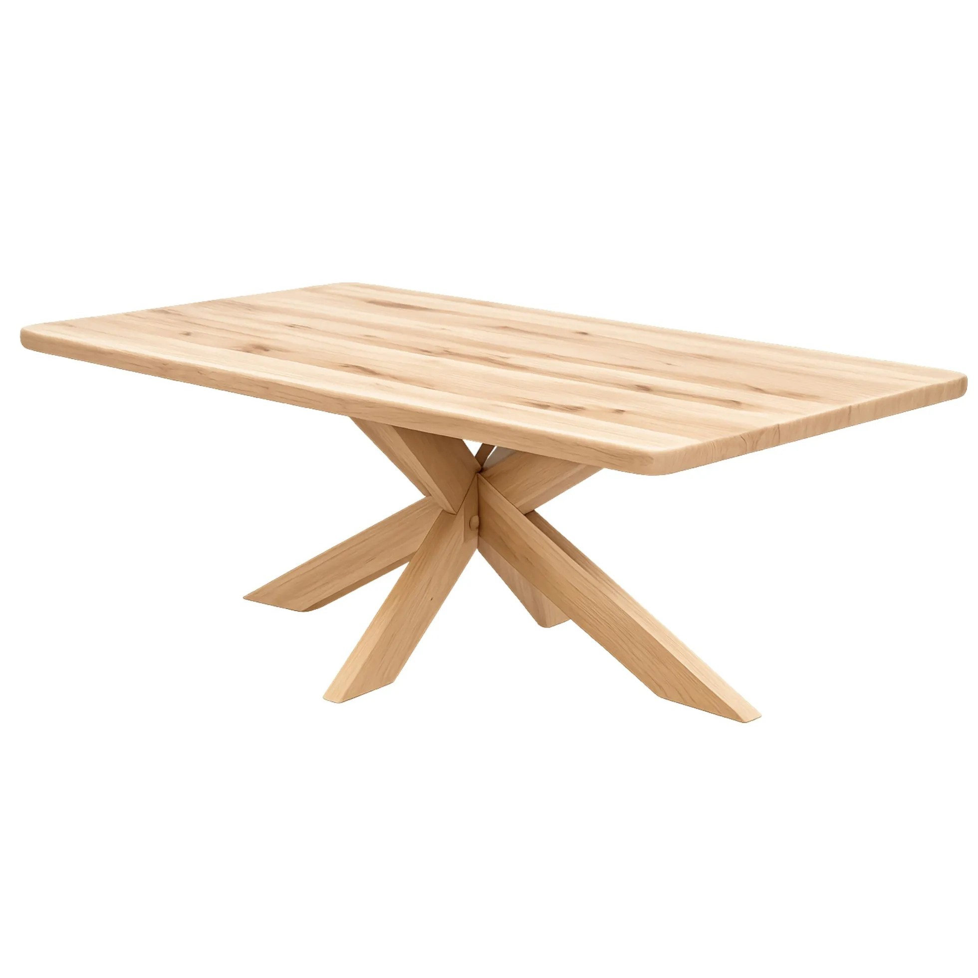 Table extensible chêne blanc bords biseautés pied bois 240 cm PALERME