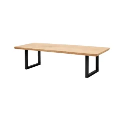 Table extensible chêne blanc bords biseautés pieds en U 180 cm PALERME