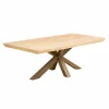 Table extensible chêne blanc bords biseautés pied grège 200 cm PALERME