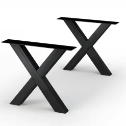Table extensible chêne blanc bords biseautés pieds en X 220 cm PALERME
