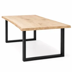 Table extensible chêne blanc bords naturels pieds en U 200 cm PALERME