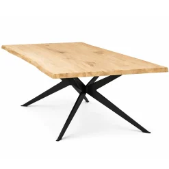 Table extensible chêne blanc bords naturels pied graphique 240 cm PALERME