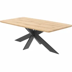 Table extensible chêne blanc bords biseautés pied noir fin 200 cm PALERME