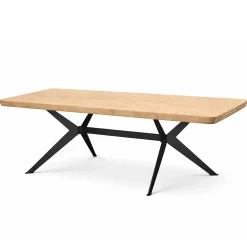 Table extensible chêne blanc bords biseautés pied graphique 240 cm PALERME