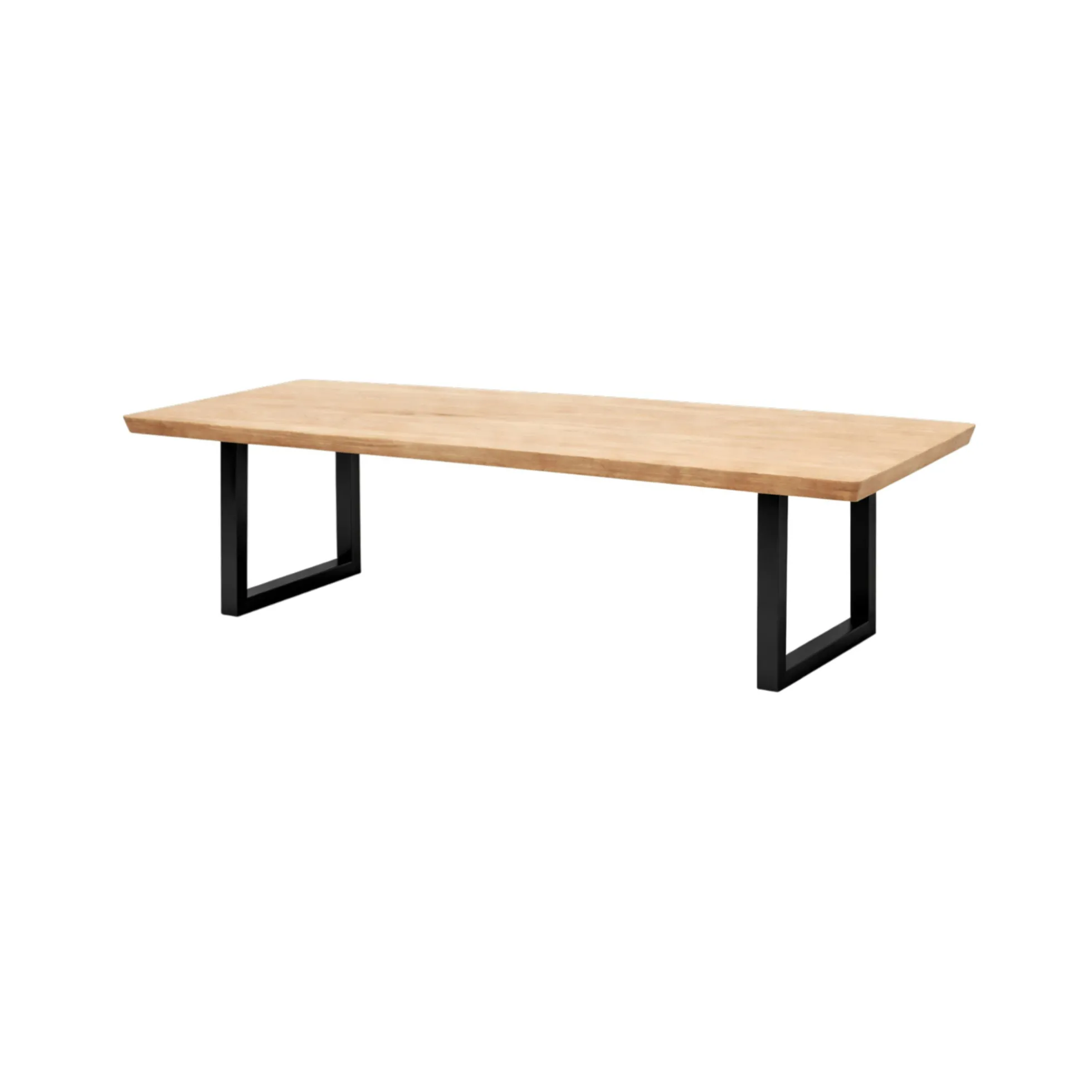 Table extensible chêne blanc bords biseautés pieds en U 240 cm PALERME