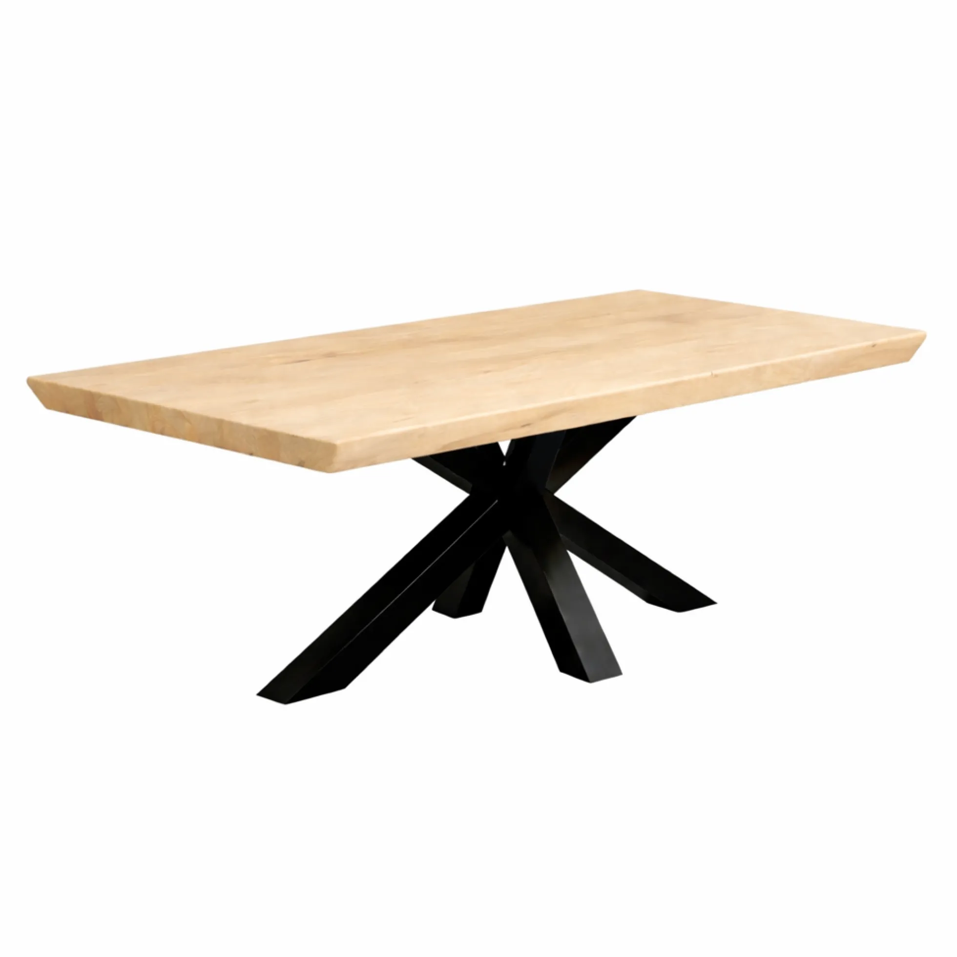 Table extensible chêne blanc bords biseautés pied noir 200 cm PALERME