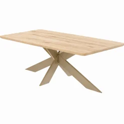 Table extensible chêne blanc bords biseautés pied grège fin 220 cm PALERME