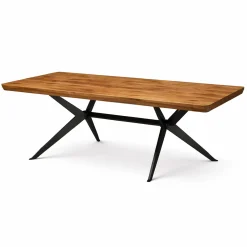 Table extensible chêne brun bords biseautés pied graphique 240 cm PALERME
