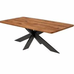 Table extensible chêne brun bords biseautés pied noir fin 240 cm PALERME