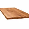 Table extensible chêne brun bords naturels pied graphique 180 cm PALERME