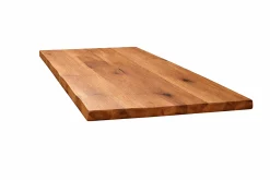 Table extensible chêne brun bords naturels pied graphique 180 cm PALERME