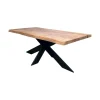 Table extensible chêne brun bords naturels pied noir fin 220 cm PALERME