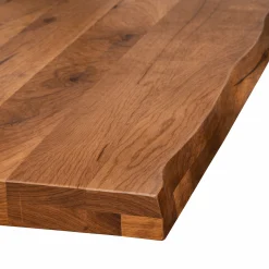 Table extensible chêne brun bords naturels pieds en X 180 cm PALERME
