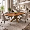 Table extensible chêne brun bords biseautés pied grège 200 cm PALERME