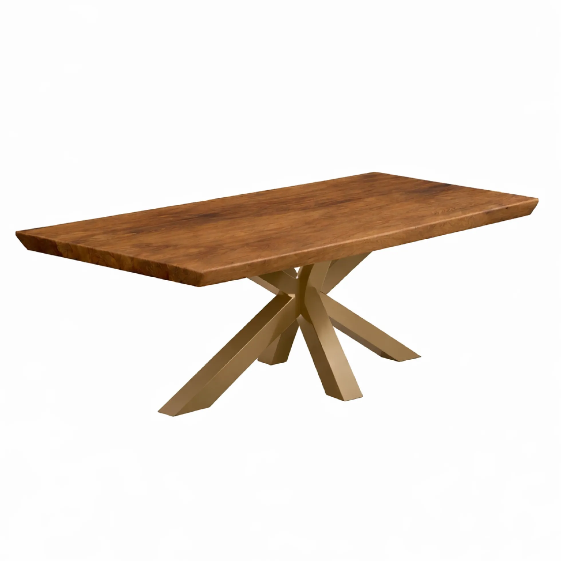Table extensible chêne brun bords biseautés pied grège 200 cm PALERME