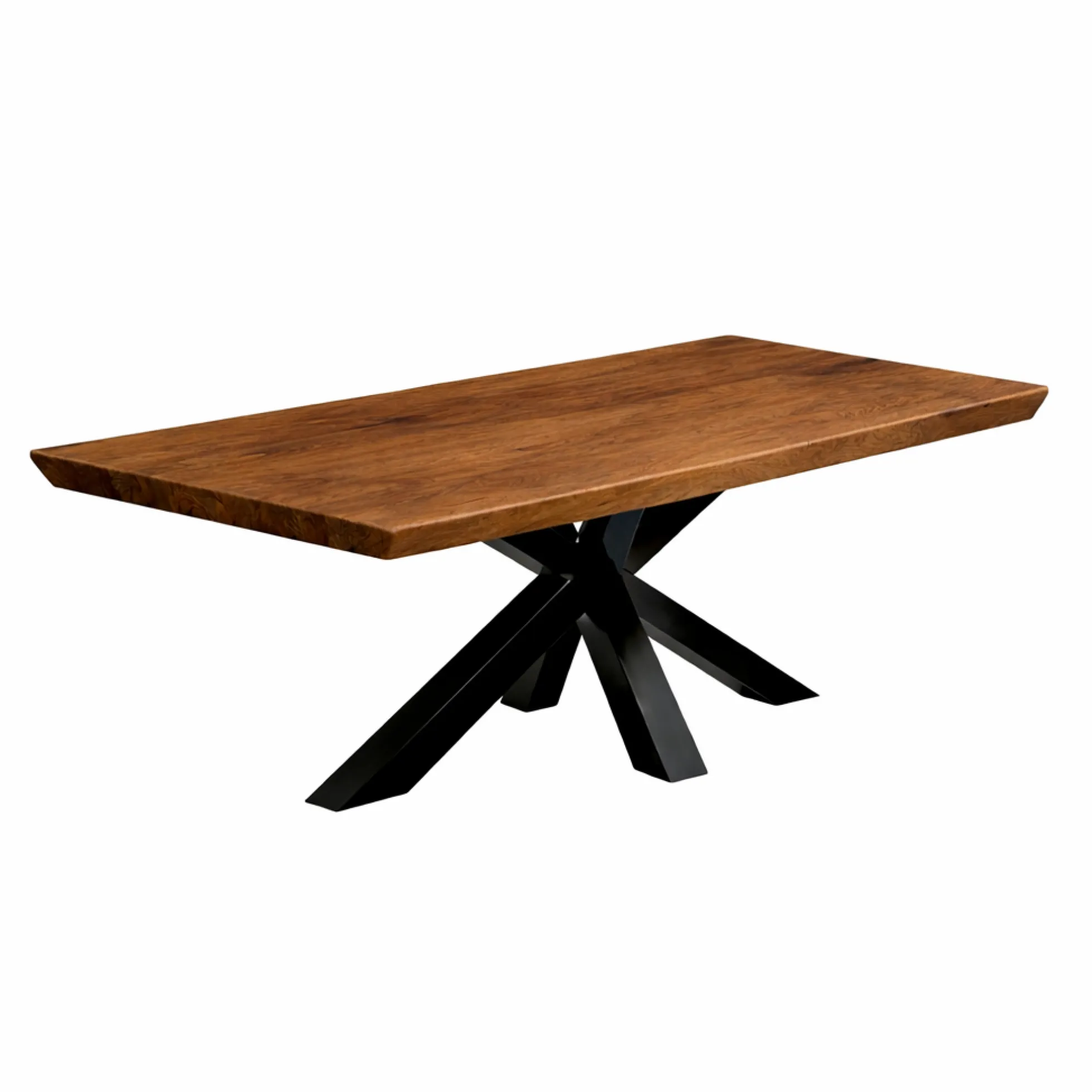 Table extensible chêne brun bords biseautés pied noir 240 cm PALERME