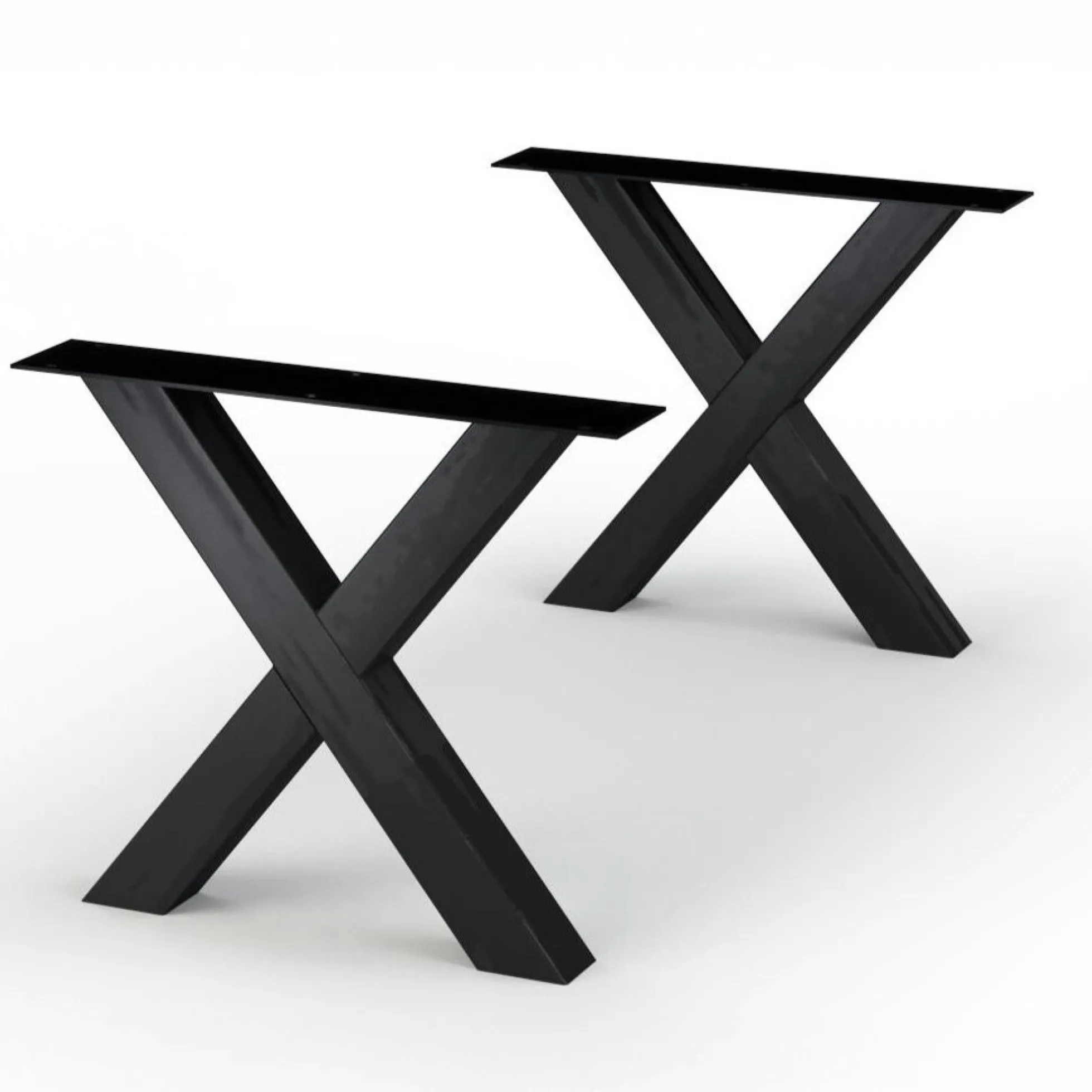 Table extensible chêne brun bords biseautés pieds en X 180 cm PALERME