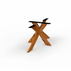 Table extensible chêne brun bords biseautés pied bois 240 cm PALERME