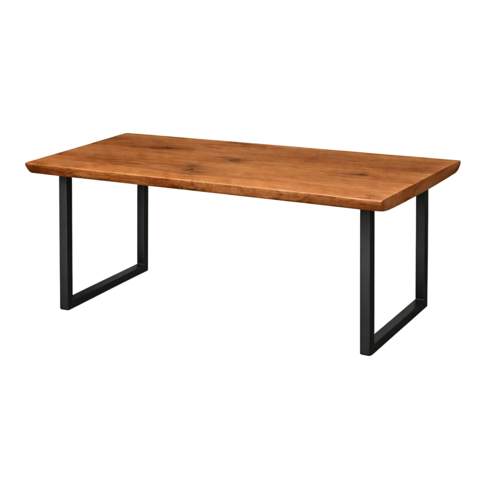 Table extensible chêne brun bords biseautés pieds en U 200 cm PALERME