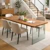 Table extensible chêne brun bords biseautés pieds verre 220 cm PALERME